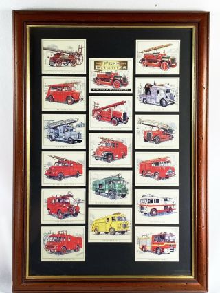 Fire Memerobilia Vintage British Fire Engines Trading Cards Set Of 16 Framed2of2
