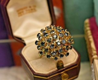Estate Antique Edwardian 14k Rose Gold Natural Sapphire Cluster Ring Sz 7