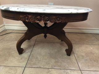 Antique Victorian Oval Marble Top Coffee Table