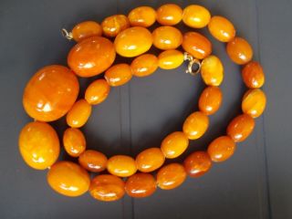 Antique Vintage Baltic Egg Yolk Amber Necklace 33.  2 Grams 19 1/2 Inches