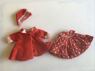 Vintage Vogue Ginny Doll Red Velveteen Coat & Hat Vogue Tagged Red Dress Stars