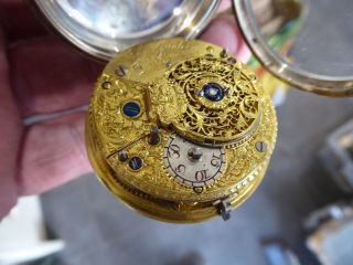 Dublin Antique John Gaskin Solid Silver Fusee Verge Pocket Watch //
