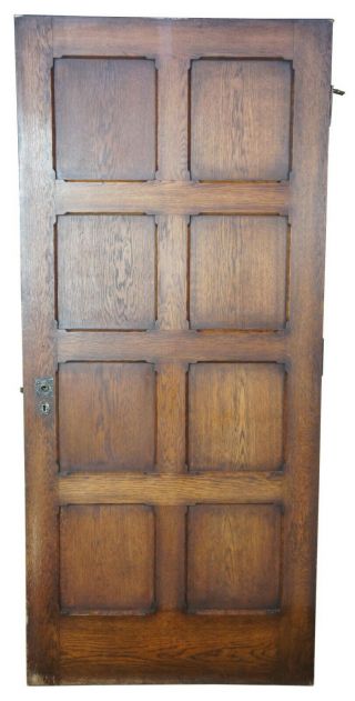 Early 20th Century Reclaimed Spanish Revival Oak Panel Door 36 " X 80 "