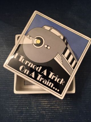 1979 Vintage Fitz & Floyd Trinket Box - Turned Trick On Train - Amtrak Railroad