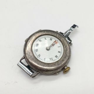 Antique Solid Silver Red 12 Ww1 Trench Watch Non Runner