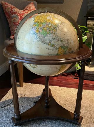 Vintage Replogle Heirloom Lighted Standing Floor Globe Diameter 16 