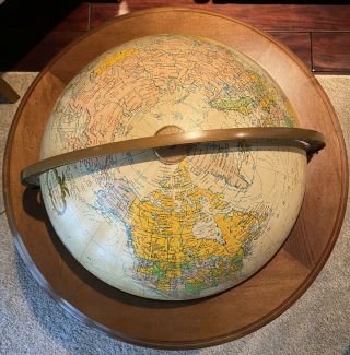 Vintage Replogle Heirloom Lighted Standing Floor Globe Diameter 16 