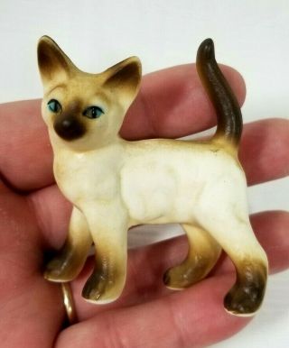 Vintage Hi Style Mini Bone China Siamese Cat By Bridge Japan Foil Label