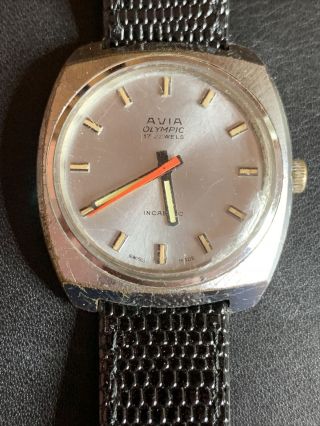 Vintage Avia Olympic Gents Swiss Watch 17 Jewels Incabloc