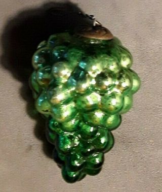 Antique French Silver Green Grape Glass Kugel Christmas Ornament