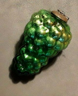Antique French Silver green Grape Glass Kugel Christmas Ornament 2