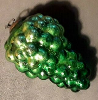 Antique French Silver green Grape Glass Kugel Christmas Ornament 4