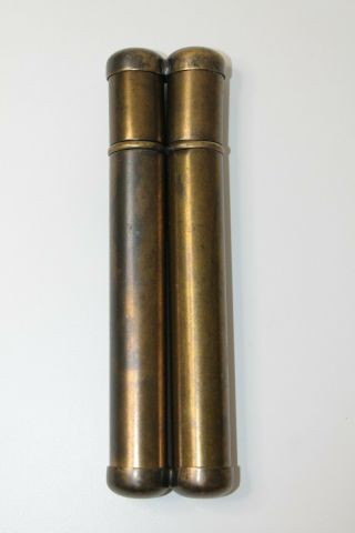 Vintage Brass Engraved " C " Cigar Case Tube Holder