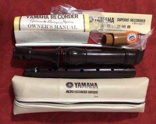Vintage Yamaha Alto Superio Recorder German & Baroque System W/ Soft Case Japan