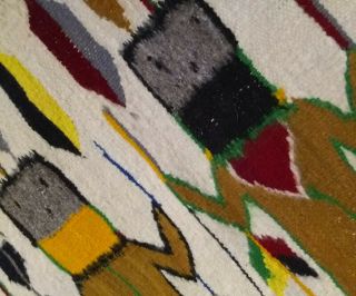 Antique Navajo Rug Blanket Native American Indian Yei Weaving Tapestry 1930 3
