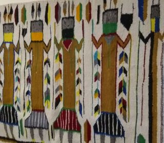 Antique Navajo Rug Blanket Native American Indian Yei Weaving Tapestry 1930 5