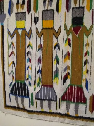 Antique Navajo Rug Blanket Native American Indian Yei Weaving Tapestry 1930 6