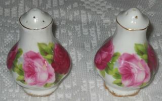 Vintage Royal Albert Old English Rose Salt And Pepper Shakers,  Exc