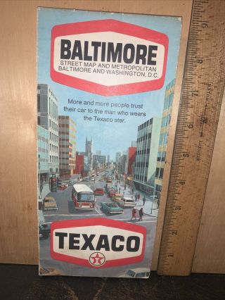Vintage Map 1971 Texaco Map Of Baltimore,  Street Map & Metropolitan Baltimore
