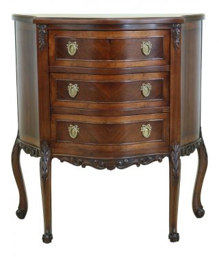 F50754ec: French Louis Xv Style 3 Drawer Walnut Commode
