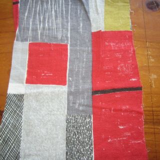 Atomic Era L - Shaped Piece Mcm Vintage Barkcloth Cotton Curtain Fabric 1950s