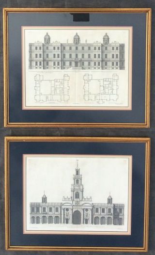 Set Of Antique Architectural Prints By C.  Campbell C.  1724