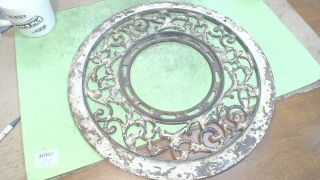 Vintage - Cast Iron Stove Pipe Collar - Chimney Flue Cover - Ornate Grate Heat Ring