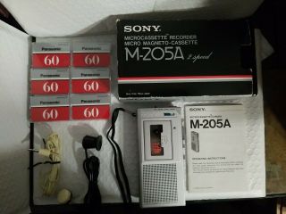 1982 Sony Microcassette Recorder M - 205a Silver Vintage Parts W/extras