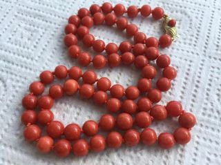 Antique Old Stock Natural Red Coral Necklace 14k Gold Others Amber Jewelry