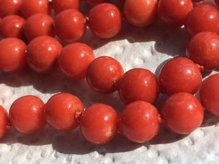 Antique old stock natural red coral necklace 14K gold others amber jewelry 3