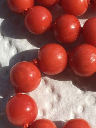 Antique old stock natural red coral necklace 14K gold others amber jewelry 6