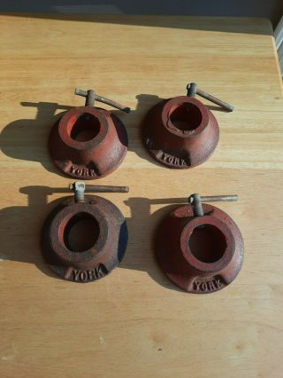 4 Vintage York Barbell Weight Collars For 1 " Bars