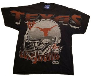 Vtg University Of Texas Longhorns Football Single Stitch T Shirt Men Size Xl