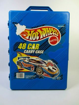 Vintage 1998 Mattel Hot Wheels 48 Car Carrying Box Blue Good,