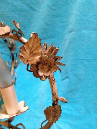 Mid Century Modern/Vintage 3 Arm Metal Flowers Chandelier - Tole like design 3