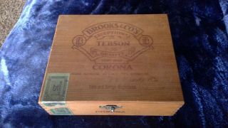 Vintage Wooden Brooks & Co’s Tebson Corona Cigar Box (box Only)