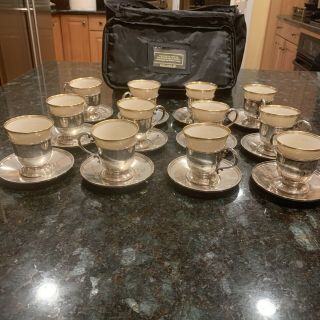 12 Antique Lenox Sterling Silver Demitasse Cups With Sterling Saucer 23oz