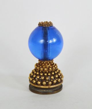 Antique Chinese Peking Glass Hat Finial Button Qing Dynasty