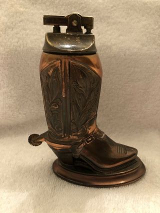 Vintage Copper/brass Cowboy Boot Table Lighter
