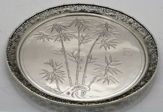Fine Chinese Export Solid Silver Salver/tray.  Pierced Bamboo.  Tuckchang C.  1900