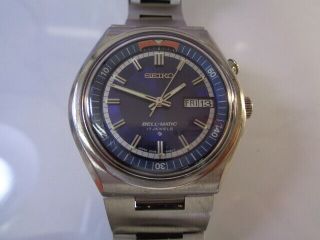 Seiko Bell Matic Alarm Mens Watch Day & Date Automatic 4006 - 6040 Blue Stainless