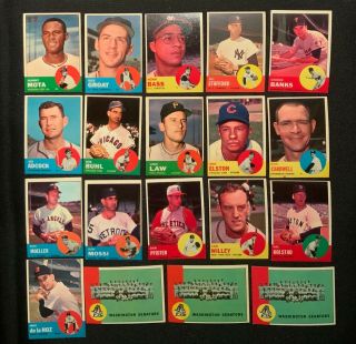1963 Topps Vintage Baseball Cards “lot Of 19 Different Cards”