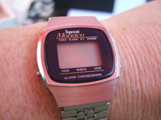 Very Rare Vintage Ingersoll Monaco Steel Alarm Chrono Lcd Digital Watch To Fix