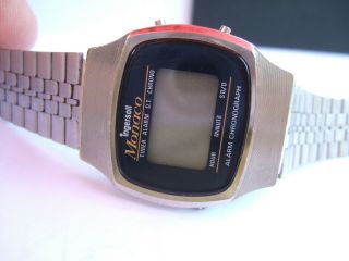 VERY RARE Vintage Ingersoll Monaco Steel Alarm Chrono LCD Digital Watch to fix 3
