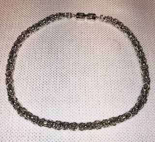 Vintage Signed Givenchy Silver Tone Byzantine Chain Link Choker Necklace 3