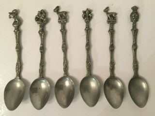 Vintage Demitasse / Espresso Silver Plated Figural Spoon Set - Italy Set Of 6