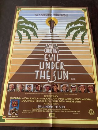 Vintage Movie Poster One Sheet Agatha Christie Evil Under The Sun Book