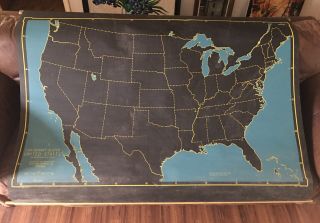 Vintage 2 - SIDED CARTOCRAFT Chalkboard PULL DOWN DENOYER - GEPPERT U.  S & World Map 2