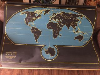 Vintage 2 - SIDED CARTOCRAFT Chalkboard PULL DOWN DENOYER - GEPPERT U.  S & World Map 4
