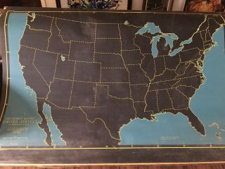 Vintage 2 - SIDED CARTOCRAFT Chalkboard PULL DOWN DENOYER - GEPPERT U.  S & World Map 5
